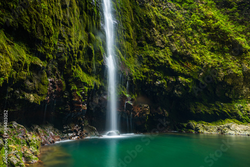 Caldeirao Verde natural waterfall in Madeira Portugal island photo