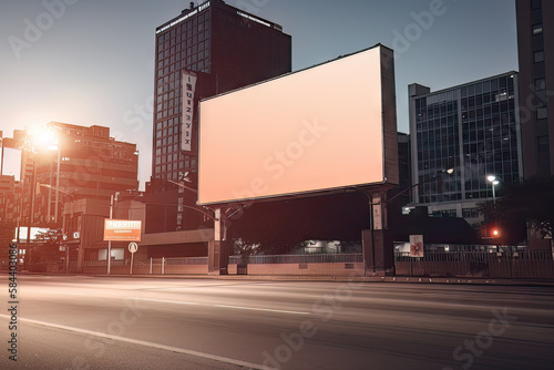 AI generated Blank billboard on the street, Local outdoor advertising mockup