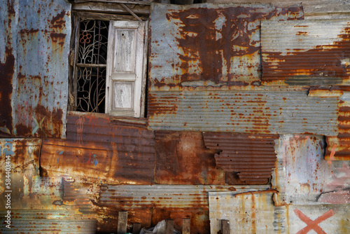 galvanized sheet metal backing antique windows, old wall, old window, texture, abstract. © kriengkrai waiyakij 