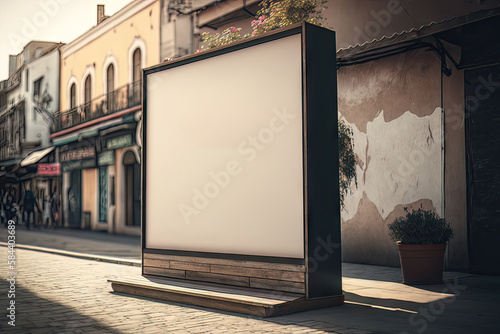 AI generated Blank billboard on the street, Local outdoor advertising mockup photo