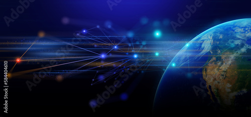 earth and network of internet for telecom,globe data cloud storage of 5g, global networking of social data communication ,Element of this images furnished by NASA, a 3d illustration rendering