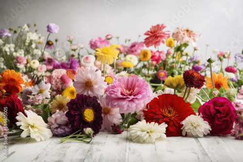 Wallpaper Mural Spring flowers on white background, generative ai Torontodigital.ca