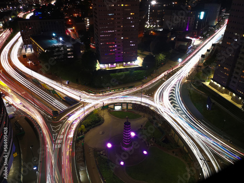 Birmingham Holloway circus traffic long exposure time-lapse by night photo