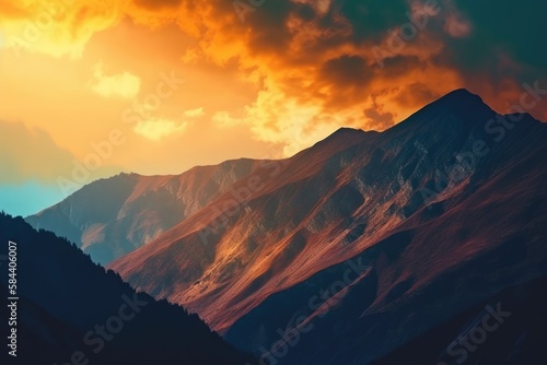 Sunset and Rocky Mountains Generative AI