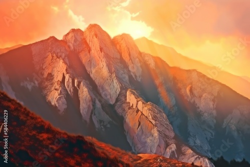 Sunset and Rocky Mountains Generative AI © ChaoticMind
