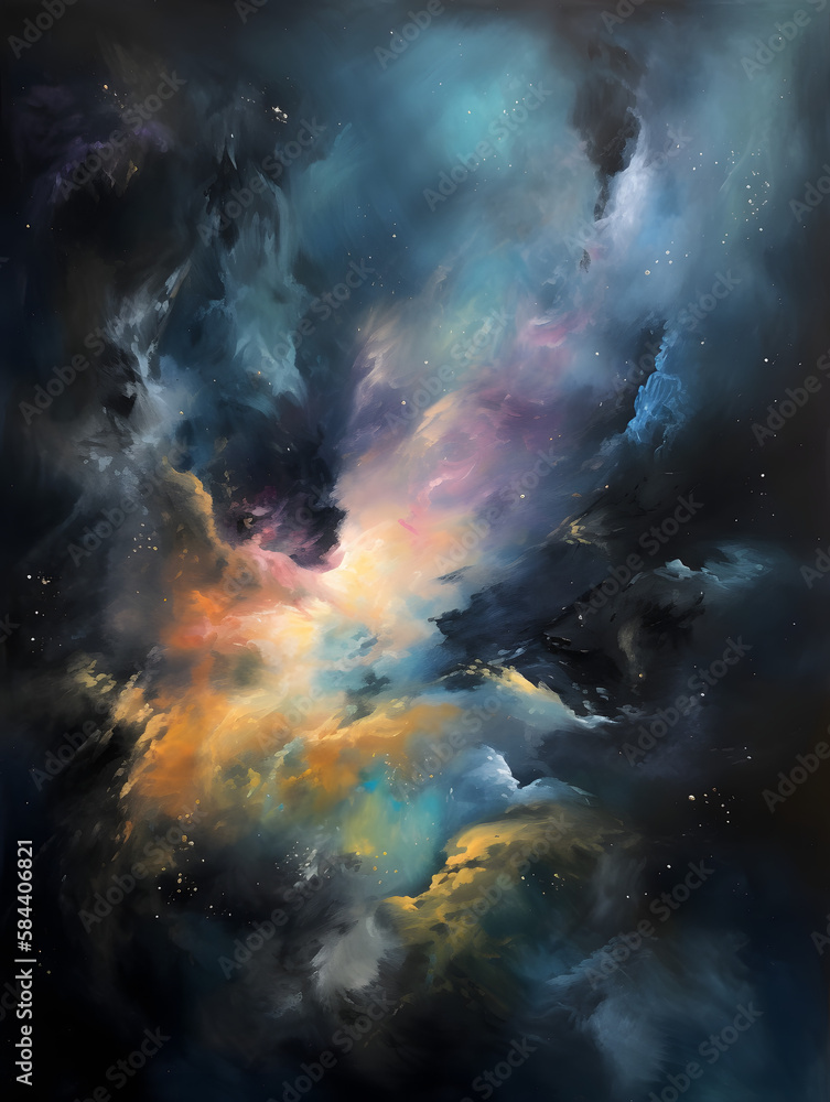 The Universe, oil painted. Generative AI