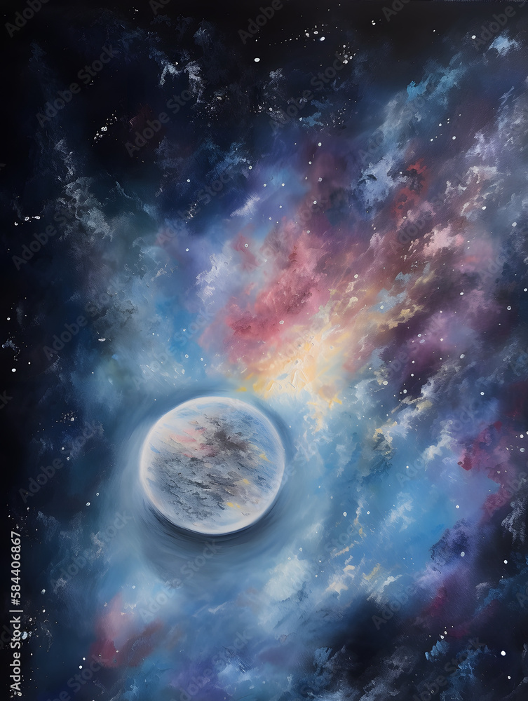Obraz premium Oil painted galaxy. Generative AI