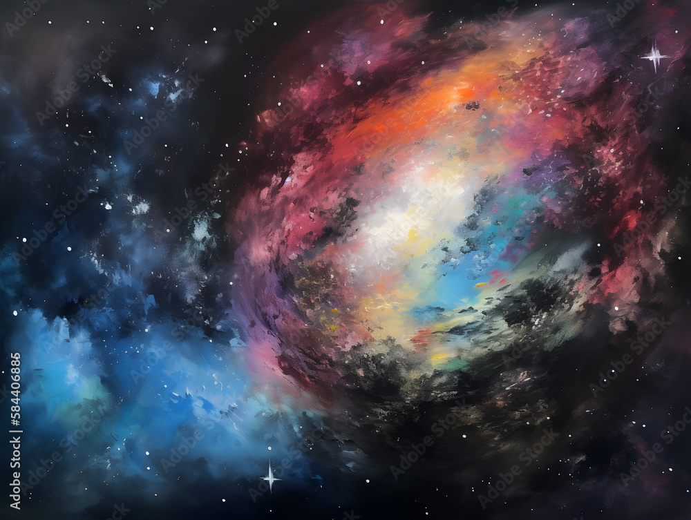 Fototapeta premium Oil painted galaxy. Generative AI
