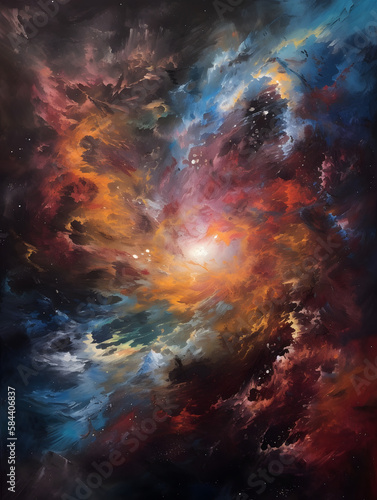 Oil painted galaxy. Generative AI © PIRMYN