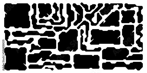 Cyberpunk vector shapes: futuristic HUD elements, sci-fi design templates, abstract digital layouts; perfect for gaming, technology, and cyber-inspired creations