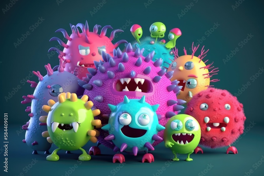 Obraz premium Hungry Bacteria Generative AI