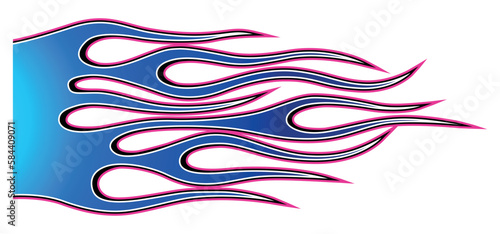 Burning tires and blue flame electric sports car decal vinyl sticker. Racing car speed fire flames vector art graphic.
