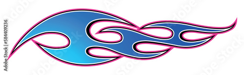 Blue flame electric sport car speed decal vinyl sticker. Racing car tribal fire flames vector art graphic.