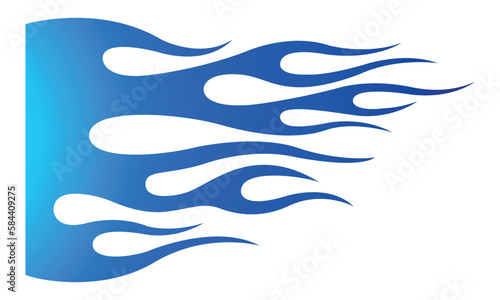 Blue flame electric sport car speed decal vinyl sticker. Racing car tribal fire flames vector art graphic.