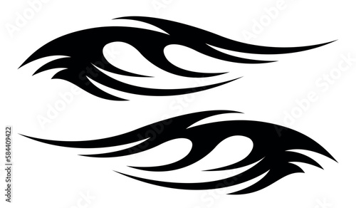 Abstract black silhouette fire flames tattoo vector art graphic. Tribal lame car vinyl decal and airbrush stencil.
