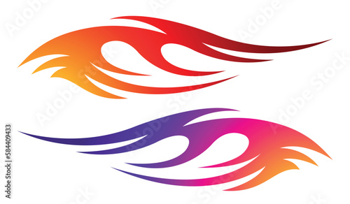 Tribal fire flame race car body side vinyl sticker vector eps art image file. Burning tires and flames sport car decal. Side speed decoration for cars, auto, truck, boat, suv, motorcycle.