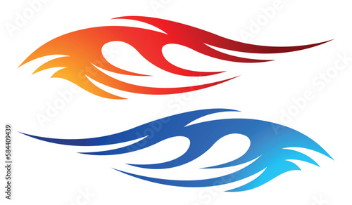 Fire flames racing car decal vector art graphic. Burning tire and flame sports car body side vinyl decal. Side speed decoration for cars, auto, truck, boat, suv, motorcycle.
