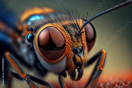 Bug close up of an insects face, detailed eyes ,made with Generative AI