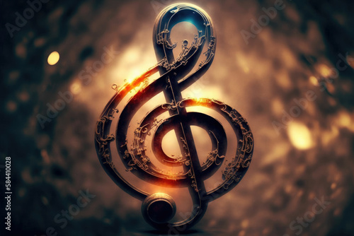 Musical note staff treble clef notes musician concept, music and sound ,made with Generative AI