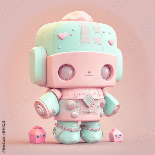 Cute robot built from candy sweets ,made with Generative AI © DNY3D