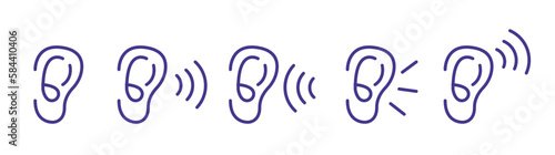 ear line icon symbol listening set sound wave vector graphic design