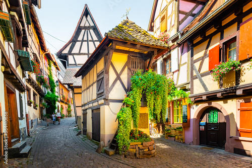 Village of Eguisheim Traditional french houses  Eguisheim  France
