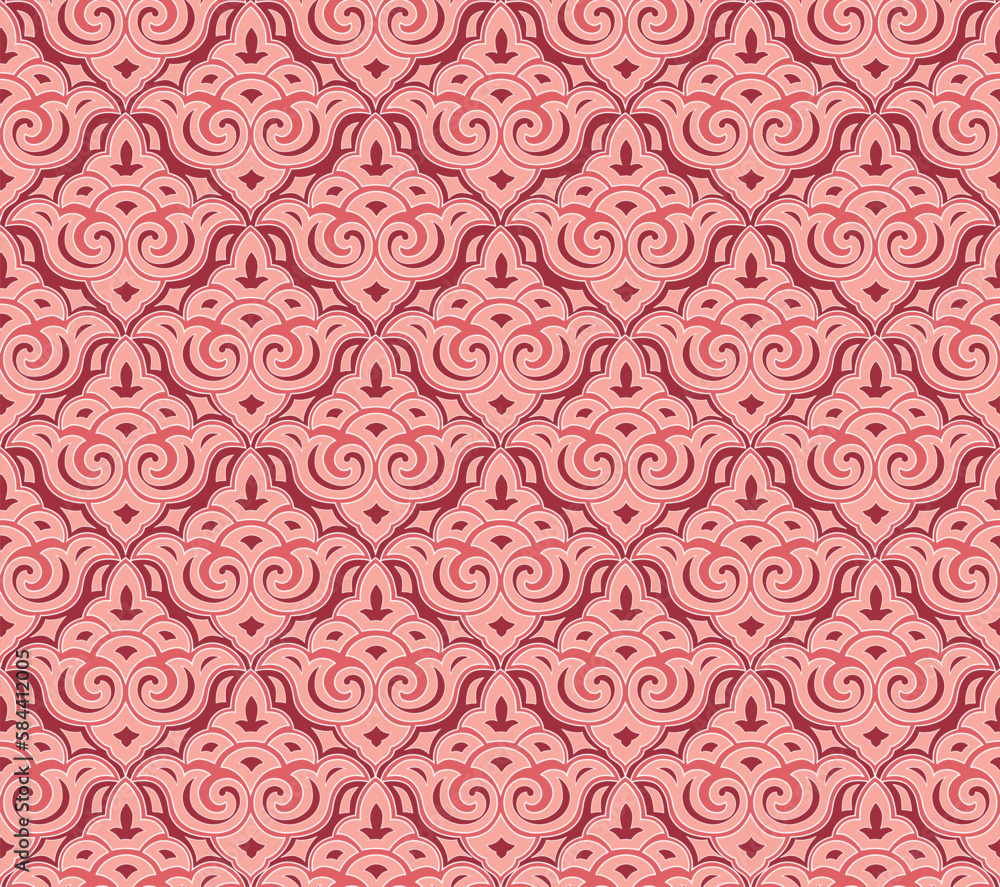 Abstract floral seamless pattern. Flourish tiled oriental ethnic background. Arabic ornament with asian flower motif. Good for fabric, textile, wallpaper or package background design. Abstract floral seamless pattern. Flourish tiled oriental ethnic background. Arabic ornament with asian flower motif. Good for fabric, textile, wallpaper or package background design.
