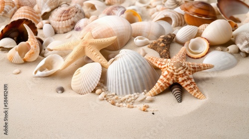 seashells on the beach, generative AI