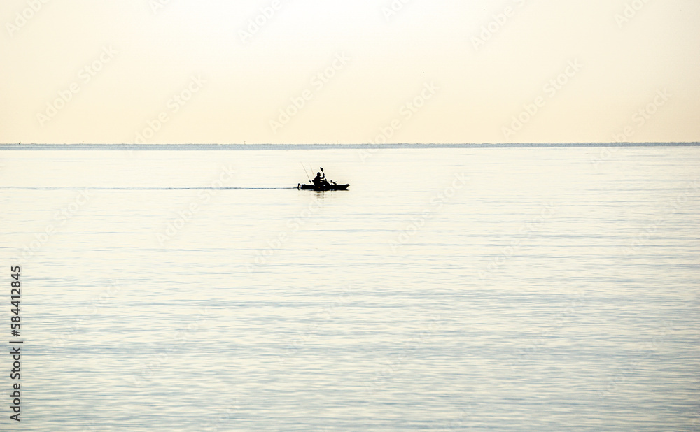 Fototapeta premium fishing at sunset