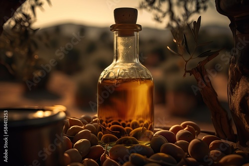 olive oil surrounded by oli...