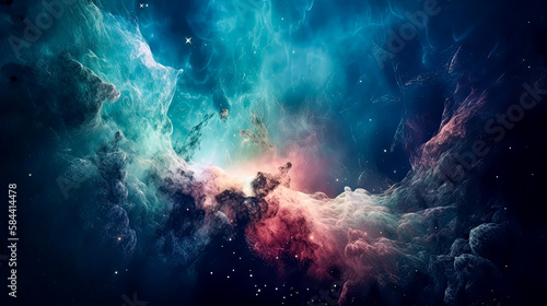 Nebula and galaxies in space. Abstract cosmos. - Generative Ai. - astronomy, universe, stars, cosmic, celestial, science, exploration, infinite, vast, ethereal, mysterious, otherworldly, surreal.