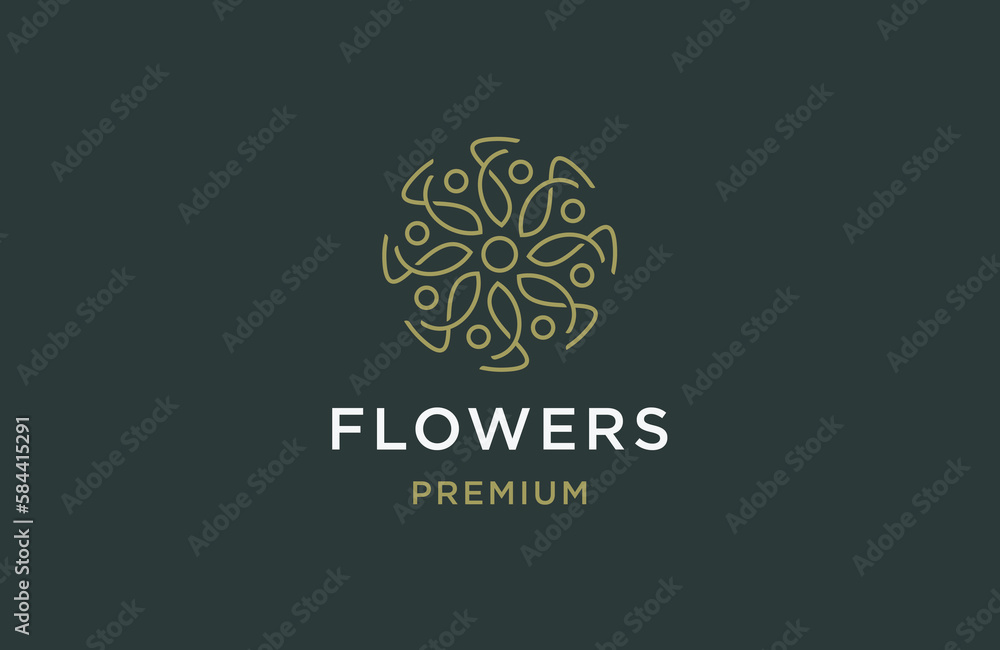 Nature leaf flower with line art style logo design template flat vector Nature leaf flower with line art style logo design template flat vector