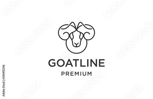 Head goat line logo icon design template flat vector