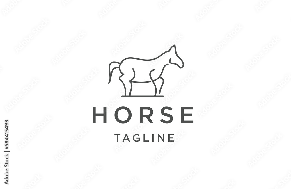 horse line logo icon design template