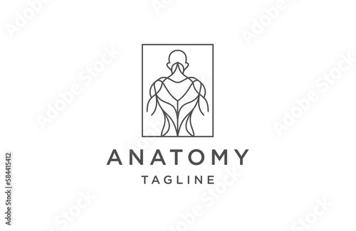 Anatomy line logo icon design template flat vector