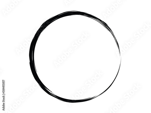 Grunge circle made of black paint.Grunge circle made of black ink.Grunge oval shape made with art brush.
