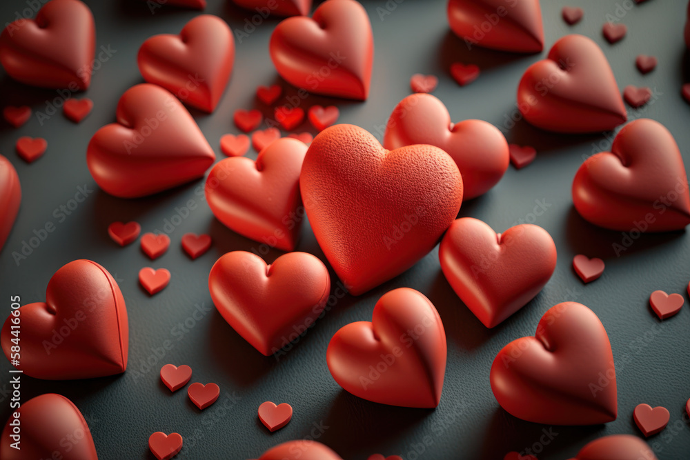 abstract red hearts romantic love background Generative AI abstract red hearts romantic love background Generative AI