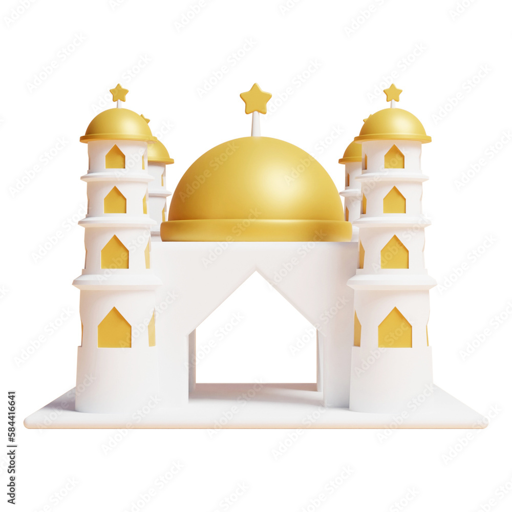 3d Islamic mosque illustration or 3d illustration of mosque