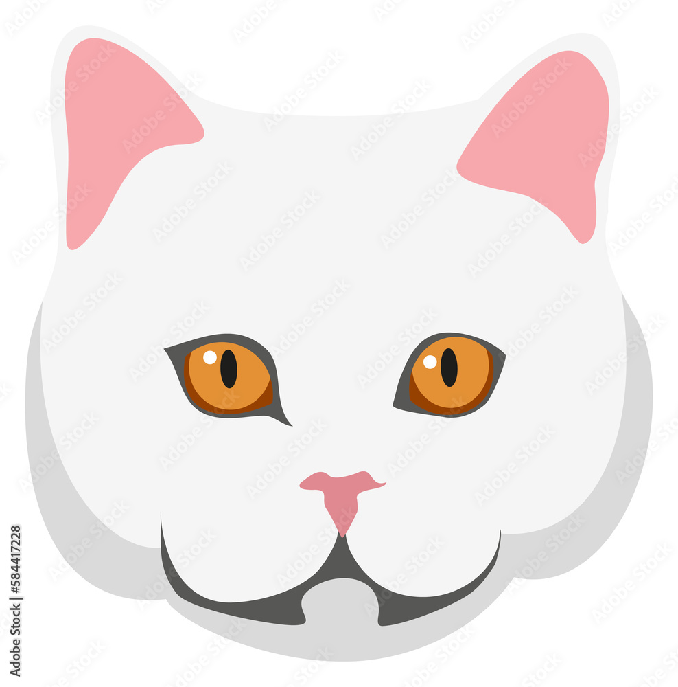 Cat face icon. White kitten profile avatar