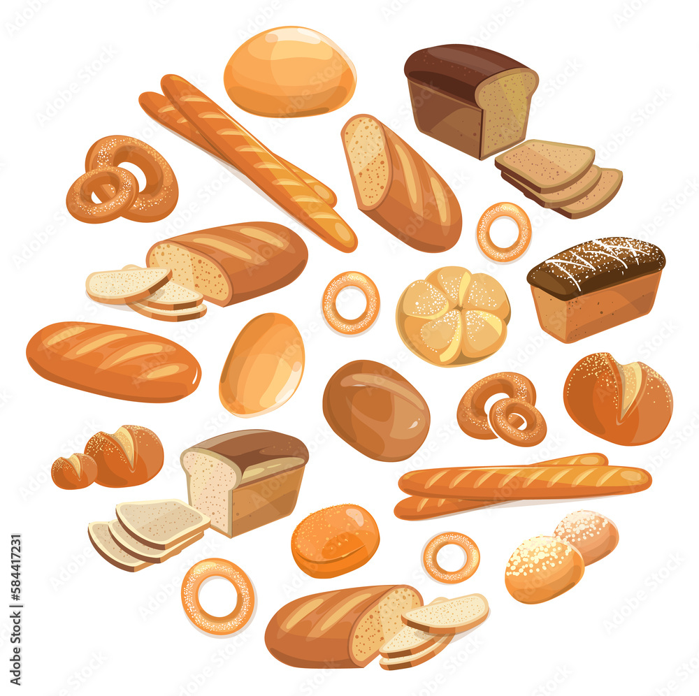 Bread icon round pattern. Bakery products circle Bread icon round pattern. Bakery products circle