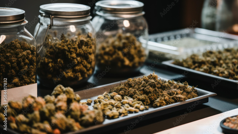 green smoking cannabis buds, recreational drug weed Generative AI green smoking cannabis buds, recreational drug weed Generative AI