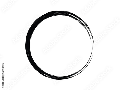 Grunge circle made of black paint.Grunge circle made of black ink.Grunge shape made with art brush.