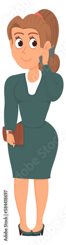 Woman making phone call. Corporate person in formal dress