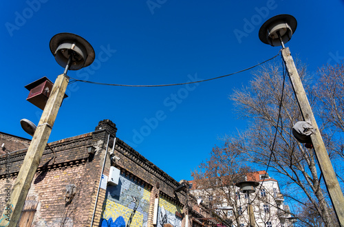 Canvas Print alte Industrielampen, RAW Gelände, ehemaliges Reichsbahnausbesserungswerk, Fried