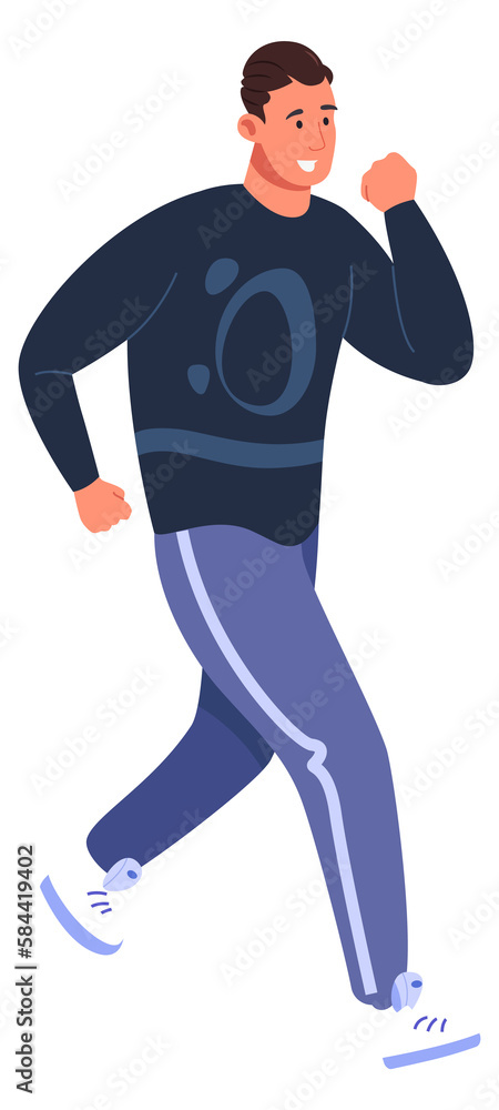 Man running. Jogging person. Training athlete workout