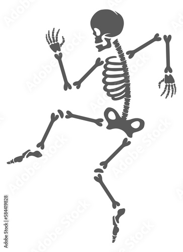 Halloween party mascot. Funny dancing skeleton character