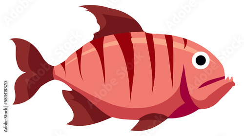 Piranha icon. Colorful tropical fish. Exotic animal
