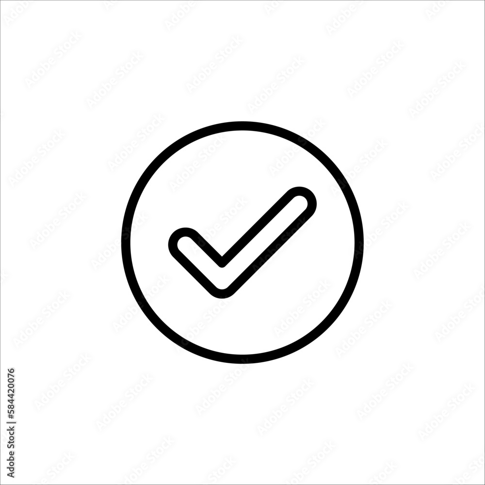 Check mark vector icon. Checkmark right symbol tick sign. Ok button icon on white background Check mark vector icon. Checkmark right symbol tick sign. Ok button icon on white background