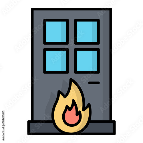 Home Fire Line Color Icon