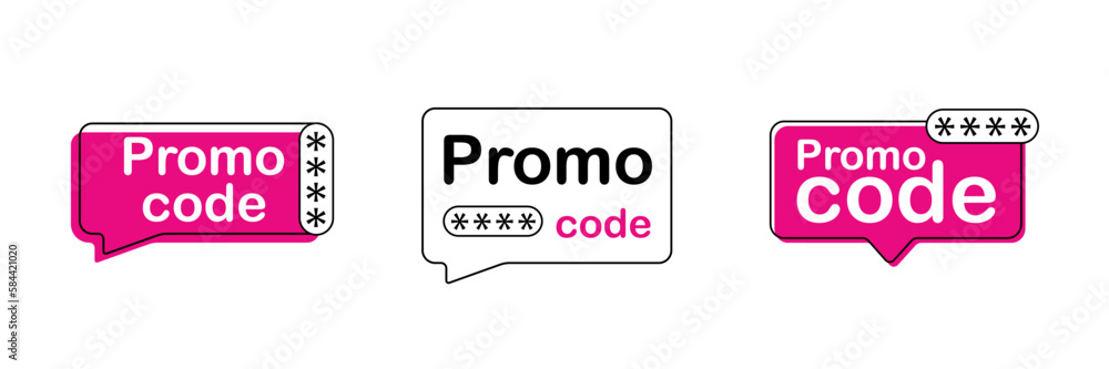 Promo code speach bubble set Promo code speach bubble set